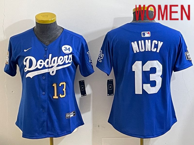 Women Los Angeles Dodgers 13 Muncy Blue Game 2024 Nike MLB Jersey style 11211